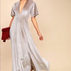 Temptress Taupe Velvet Maxi Dress